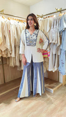 Lovely White Color Silk With Embroidery Work Co-ord Set