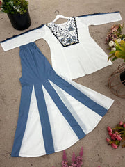 Lovely White Color Silk With Embroidery Work Co-ord Set