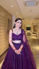 Attractive Purple Net Dori Work Lehenga Choli