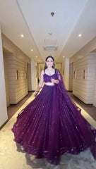 Attractive Purple Net Dori Work Lehenga Choli