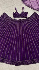 Attractive Purple Net Dori Work Lehenga Choli