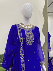 Lovely Blue Color Georgette Thread Work Sharara Suit