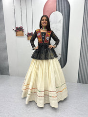 Glorious Black Color Bandhej Print Gamthi Work Lehenga Choli