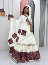 White Color Cotton Real Hand Work Lehenga Choli For Navratri