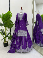 Ravishing Purple Color Sequence Work Top With Lehenga