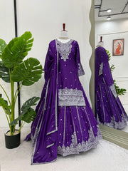 Ravishing Purple Color Sequence Work Top With Lehenga