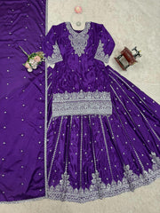 Ravishing Purple Color Sequence Work Top With Lehenga