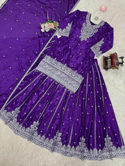 Ravishing Purple Color Sequence Work Top With Lehenga