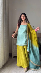 Ravishing Green Sequence Work Sharara Suit