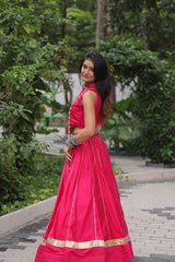 Pink Color Kutchi Embroidered Work Lehenga Choli For Navratri Wear