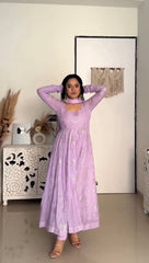 Trendy Lavender Color Georgette Foil Work Gown