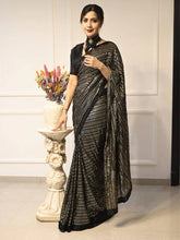 Pretty Black Color Sequins Work Saree