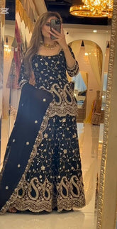 Trendy Black Color Heavy Embroidery Sequence Work Sharara Suit