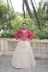 Navratri Wear Pink Color Mirror Work Lehenga Choli