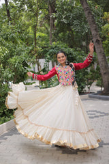 White Color Embroidered Lehenga Choli For Navratri Collection