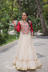 White Color Embroidered Lehenga Choli For Navratri Collection