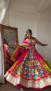 Awesome Pink Crepe with Digital Print Lehenga