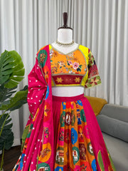 Awesome Pink Crepe with Digital Print Lehenga
