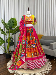 Awesome Pink Crepe with Digital Print Lehenga