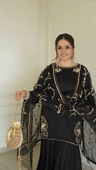 Amazing Black Color Sequence Work Sharara Suit