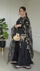 Amazing Black Color Sequence Work Sharara Suit
