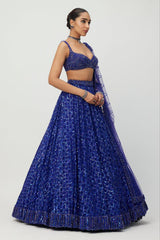 Wedding Collection Blue Color Net Zari Work Lehenga Choli