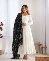 Gorgeous Black Color Vichitra Silk Work Anarkali Gown