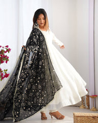 Gorgeous Black Color Vichitra Silk Work Anarkali Gown