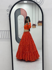 Orange Color Gamthi Work Lehenga Choli For Navratri