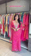 Lovely Pink Color Digital Printed Georgette Sharara Suit