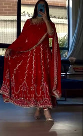 Attractive Red Color Sequence Work Anarkali Suit