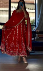 Attractive Red Color Sequence Work Anarkali Suit