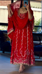 Attractive Red Color Sequence Work Anarkali Suit