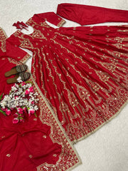 Attractive Red Color Sequence Work Anarkali Suit