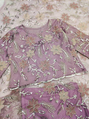 Marvelous Lavender Color Sequence Work Ready To Wear Net Saree