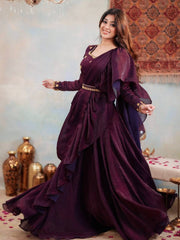 Lovely Maroon Color Embroidery Work Lehenga