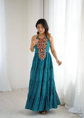 Exclusive Teal Blue Color Georgette Gown