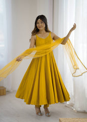 Trendy Yellow Color Fully Flared Anarkali Suit