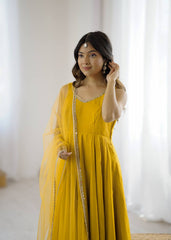 Trendy Yellow Color Fully Flared Anarkali Suit