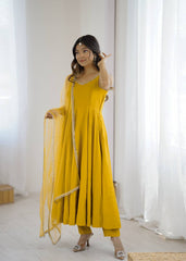 Trendy Yellow Color Fully Flared Anarkali Suit