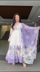 Glorious Purple Color Sequence Work Georgette Gown