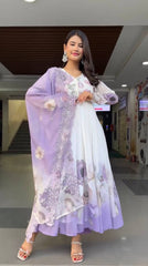 Glorious Purple Color Sequence Work Georgette Gown