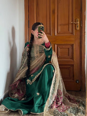 Exclusive Green Color Sequence Work Sharara Suit