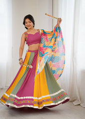 Navratri Special Multicolor Mirror Work Lehenga Choli