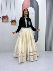 Black Embroidery Work Skirt With Lehenga For Navratri