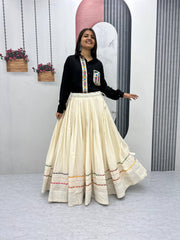 Black Embroidery Work Skirt With Lehenga For Navratri