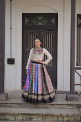 White Color Choli With Multi Color Lehenga For Navratri Wear
