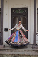 White Color Choli With Multi Color Lehenga For Navratri Wear