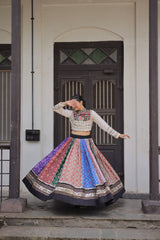 White Color Choli With Multi Color Lehenga For Navratri Wear