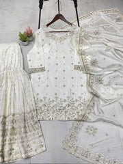 Lovely White Color Sequence Work Sharara Suit